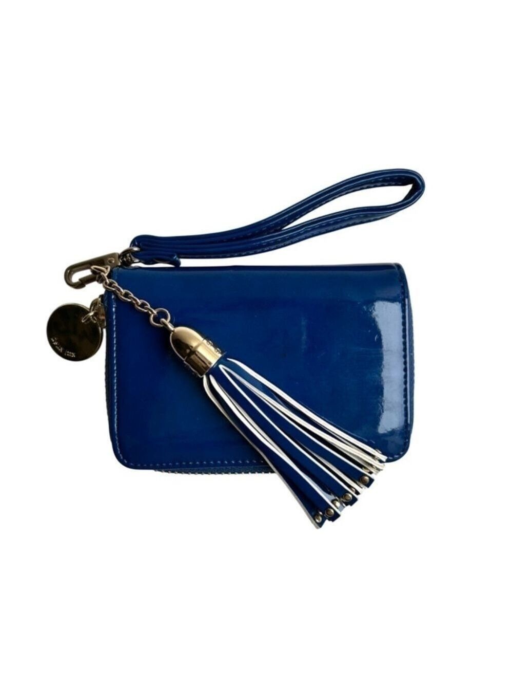 Deux Lux Blue Vegan Patent Leather Organizer Wristlet Wallet